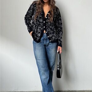 90s Vintage Embroidered Cardigan